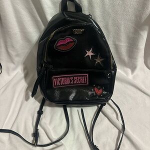 Victoria's Secret Black Backpack with Fun Patches